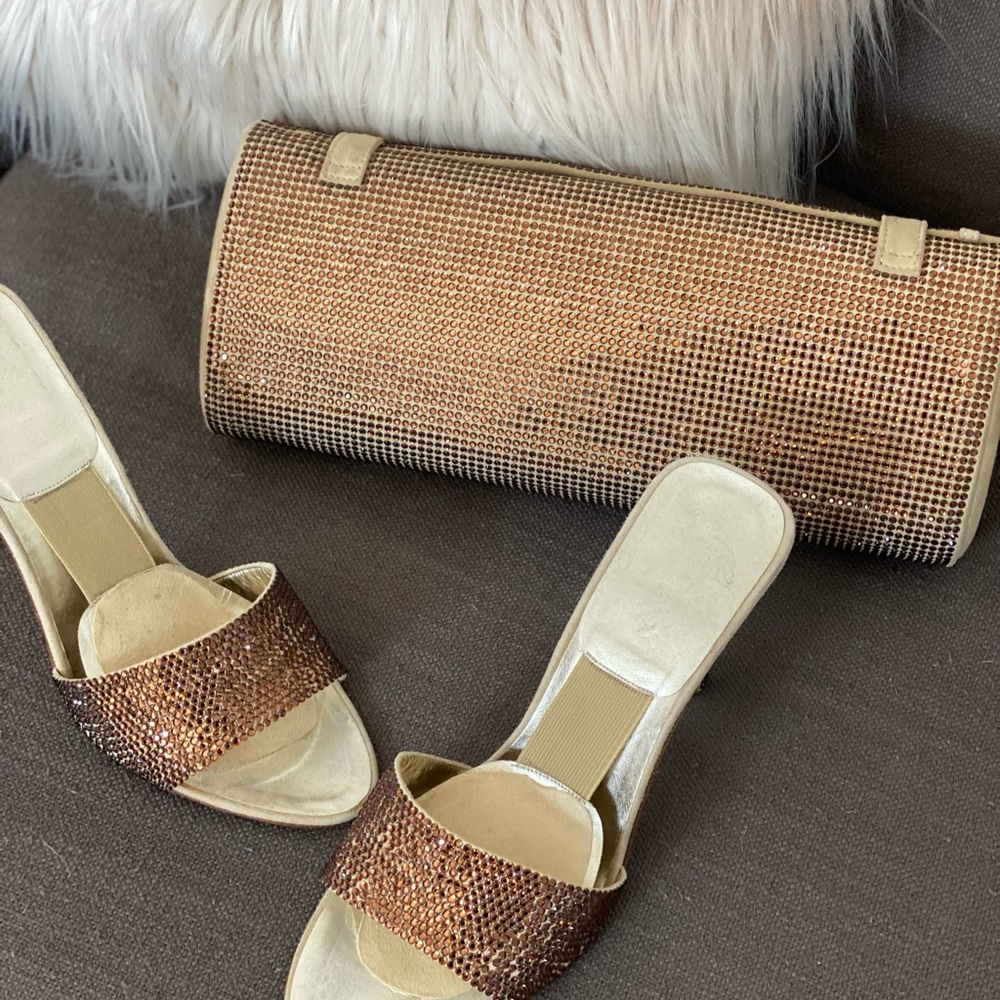 Gianni Versace Swarovski Crystal Clutch Bag W/ Matching Heels Handbag 8k Purse